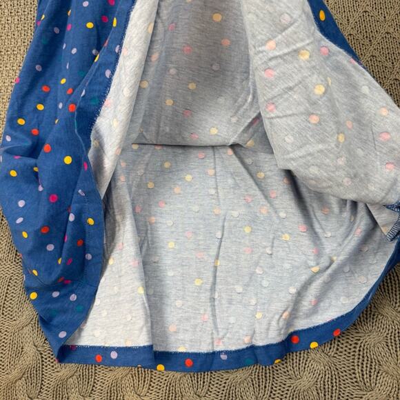 Hanna Andersson Ruffle Neck Swing Dress Polka Dot Lookout Blue Dress ~ 6/7 - Picture 4 of 8